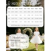 image:imageRolanko Girls Short Puff Sleeve Dress Contrast Mesh Ruffle Crew Neck Elegant Flower Girl Wedding Prom Summer DressWhite
