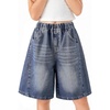image:imageRolanko Girls Denim Shorts Wide Leg Jean Short Knee Length Baggy Jorts Y2k for Kids School Daily Holiday Streerwear Age 714Bluebase