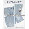 image:imageRolanko Boys Baggy Jorts Elastic Waist Wide Leg Jean Shorts Loose Denim Shorts with Pockets Y2K StreetwearBlue