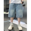 image:imageRolanko Boys Baggy Jorts Elastic Waist Wide Leg Jean Shorts Loose Denim Shorts with Pockets Y2K StreetwearBlue