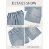 image:imageRolanko Boys Baggy Jorts Elastic Waist Wide Leg Jean Shorts Loose Denim Shorts with Pockets Y2K StreetwearBluetopstitch