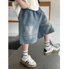 image:imageRolanko Boys Baggy Jorts Elastic Waist Wide Leg Jean Shorts Loose Denim Shorts with Pockets Y2K StreetwearBluetopstitch