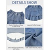 image:imageRolanko Girls Jean Skirt Tiered Ruffle Denim Skort Elastic Waist Denim Skirts with Pockets for Kids School Daily Wear 614YBluelayer