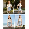 image:imageRolanko Girls Jean Skirt Tiered Ruffle Denim Skort Elastic Waist Denim Skirts with Pockets for Kids School Daily Wear 614YBow