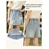 image:imageRolanko Girls Jean Skirt Tiered Ruffle Denim Skort Elastic Waist Denim Skirts with Pockets for Kids School Daily Wear 614YBow