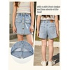 image:imageRolanko Girls Jean Skirt Tiered Ruffle Denim Skort Elastic Waist Denim Skirts with Pockets for Kids School Daily Wear 614YButton