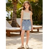 image:imageRolanko Girls Jean Skirt Tiered Ruffle Denim Skort Elastic Waist Denim Skirts with Pockets for Kids School Daily Wear 614YCargo