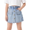 image:imageRolanko Girls Jean Skirt Tiered Ruffle Denim Skort Elastic Waist Denim Skirts with Pockets for Kids School Daily Wear 614YButton