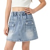 image:imageRolanko Girls Jean Skirt Tiered Ruffle Denim Skort Elastic Waist Denim Skirts with Pockets for Kids School Daily Wear 614YCargo