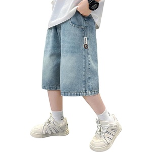 image:imageRolanko Boys Baggy Jorts Elastic Waist Wide Leg Jean Shorts Loose Denim Shorts with Pockets Y2K StreetwearBlue