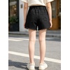 image:imageRolanko Girls Jean Shorts Wide Leg Baggy Denim Shorts Elastic Waist Kids Shorty Summer Short with Pocket 614 YearsBlackholesstar