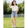 image:imageRolanko Girls Jean Shorts Wide Leg Baggy Denim Shorts Elastic Waist Kids Shorty Summer Short with Pocket 614 YearsBlueholesstar