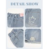 image:imageRolanko Girls Jean Shorts Wide Leg Baggy Denim Shorts Elastic Waist Kids Shorty Summer Short with Pocket 614 YearsBlueholesstar