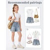 image:imageRolanko Girls Jean Shorts Wide Leg Baggy Denim Shorts Elastic Waist Kids Shorty Summer Short with Pocket 614 YearsBlueholesstar