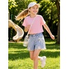 image:imageRolanko Girls Jean Shorts Wide Leg Baggy Denim Shorts Elastic Waist Kids Shorty Summer Short with Pocket 614 YearsPearlbow