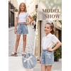 image:imageRolanko Girls Jean Shorts Wide Leg Baggy Denim Shorts Elastic Waist Kids Shorty Summer Short with Pocket 614 YearsPearlbow