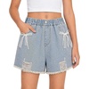 image:imageRolanko Girls Jean Shorts Wide Leg Baggy Denim Shorts Elastic Waist Kids Shorty Summer Short with Pocket 614 YearsPearlbow