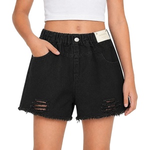 image:imageRolanko Girls Jean Shorts Wide Leg Baggy Denim Shorts Elastic Waist Kids Shorty Summer Short with Pocket 614 YearsBlackholesstar
