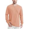 imageMAGCOMSEN Mens Henley Long Sleeve Casual Shirts Cotton Pocket t Shirts Summer Fitted Plain Tops Lightweight FashionApricot
