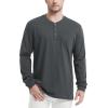 imageMAGCOMSEN Mens Henley Long Sleeve Casual Shirts Cotton Pocket t Shirts Summer Fitted Plain Tops Lightweight FashionDark Grey
