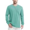 imageMAGCOMSEN Mens Henley Long Sleeve Casual Shirts Cotton Pocket t Shirts Summer Fitted Plain Tops Lightweight FashionGrey Green