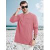 imageMAGCOMSEN Mens Henley Long Sleeve Casual Shirts Cotton Pocket t Shirts Summer Fitted Plain Tops Lightweight FashionGrey Pink