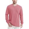 imageMAGCOMSEN Mens Henley Long Sleeve Casual Shirts Cotton Pocket t Shirts Summer Fitted Plain Tops Lightweight FashionGrey Pink