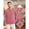 imageMAGCOMSEN Mens Henley Long Sleeve Casual Shirts Cotton Pocket t Shirts Summer Fitted Plain Tops Lightweight FashionGrey Pink