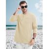 imageMAGCOMSEN Mens Henley Long Sleeve Casual Shirts Cotton Pocket t Shirts Summer Fitted Plain Tops Lightweight FashionLight Apricot