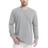 imageMAGCOMSEN Mens Henley Long Sleeve Casual Shirts Cotton Pocket t Shirts Summer Fitted Plain Tops Lightweight FashionLight Grey