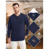 imageMAGCOMSEN Mens Henley Long Sleeve Casual Shirts Cotton Pocket t Shirts Summer Fitted Plain Tops Lightweight FashionNevy Blue