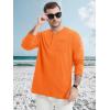 imageMAGCOMSEN Mens Henley Long Sleeve Casual Shirts Cotton Pocket t Shirts Summer Fitted Plain Tops Lightweight FashionOrange