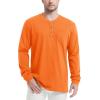 imageMAGCOMSEN Mens Henley Long Sleeve Casual Shirts Cotton Pocket t Shirts Summer Fitted Plain Tops Lightweight FashionOrange