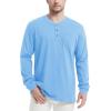 imageMAGCOMSEN Mens Henley Long Sleeve Casual Shirts Cotton Pocket t Shirts Summer Fitted Plain Tops Lightweight FashionWater Blue