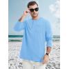 imageMAGCOMSEN Mens Henley Long Sleeve Casual Shirts Cotton Pocket t Shirts Summer Fitted Plain Tops Lightweight FashionWater Blue