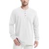 imageMAGCOMSEN Mens Henley Long Sleeve Casual Shirts Cotton Pocket t Shirts Summer Fitted Plain Tops Lightweight FashionWhite