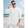 imageMAGCOMSEN Mens Henley Long Sleeve Casual Shirts Cotton Pocket t Shirts Summer Fitted Plain Tops Lightweight FashionWhite