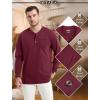 imageMAGCOMSEN Mens Henley Long Sleeve Casual Shirts Cotton Pocket t Shirts Summer Fitted Plain Tops Lightweight FashionWine Red