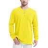 imageMAGCOMSEN Mens Henley Long Sleeve Casual Shirts Cotton Pocket t Shirts Summer Fitted Plain Tops Lightweight FashionYellow