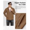imageMAGCOMSEN Mens Lightweight Jackets Full Zip Up Light Coat Laydown Collar Jacket Casual Windbreaker Jacket with Zip PocketsBrown