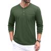 imageMAGCOMSEN Mens Henley Long Sleeve Casual Shirts Cotton Pocket t Shirts Summer Fitted Plain Tops Lightweight FashionArmy Green