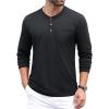 imageMAGCOMSEN Mens Henley Long Sleeve Casual Shirts Cotton Pocket t Shirts Summer Fitted Plain Tops Lightweight FashionBlack