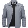 imageMAGCOMSEN Mens Lightweight Jackets Full Zip Up Light Coat Laydown Collar Jacket Casual Windbreaker Jacket with Zip PocketsLight Grey
