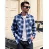 imageMAGCOMSEN Mens Flannel Shirts Cotton Long Sleeve Plaid Shirt Casual Fashion Button Up Shirts Jackets with 2 PocketsRed