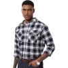 imageMAGCOMSEN Mens Flannel Shirts Long Sleeve Plaid Shirt Button Up Casual Shirts Lightweight Shirt Jacket with 2 PocketsBlack