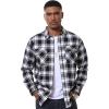 imageMAGCOMSEN Mens Flannel Shirts Long Sleeve Plaid Shirt Button Up Casual Shirts Lightweight Shirt Jacket with 2 PocketsBlack