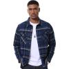 imageMAGCOMSEN Mens Flannel Shirts Long Sleeve Plaid Shirt Button Up Casual Shirts Lightweight Shirt Jacket with 2 PocketsBlue Grey