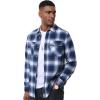 imageMAGCOMSEN Mens Flannel Shirts Long Sleeve Plaid Shirt Button Up Casual Shirts Lightweight Shirt Jacket with 2 PocketsBlue White