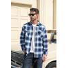 imageMAGCOMSEN Mens Flannel Shirts Long Sleeve Plaid Shirt Button Up Casual Shirts Lightweight Shirt Jacket with 2 PocketsBlue White
