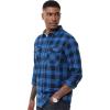 imageMAGCOMSEN Mens Flannel Shirts Long Sleeve Plaid Shirt Button Up Casual Shirts Lightweight Shirt Jacket with 2 PocketsColor Blue